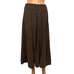 CP Shades Olive Green Corduroy Cotton A-Line Pull-On Skirt Women's Medium